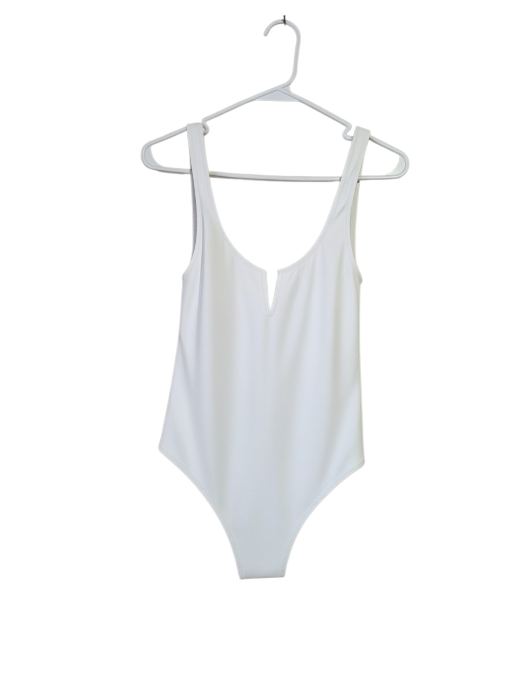 Zara White One-Piece Swimsuit with V-Notch